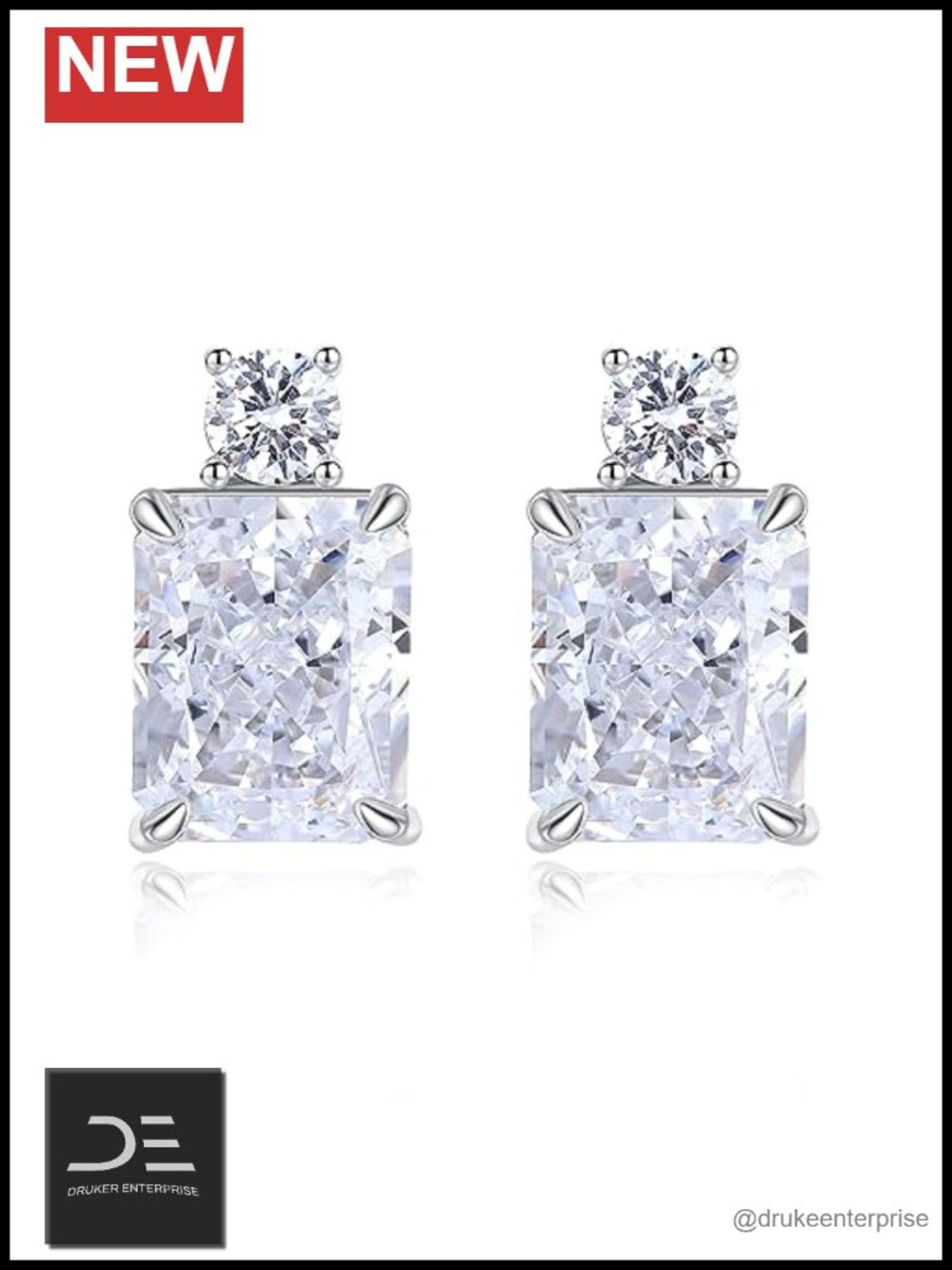 925 Sterling Silver Simulated Diamond Stud Earrings Hypoallergenic CZ 4Ct Women